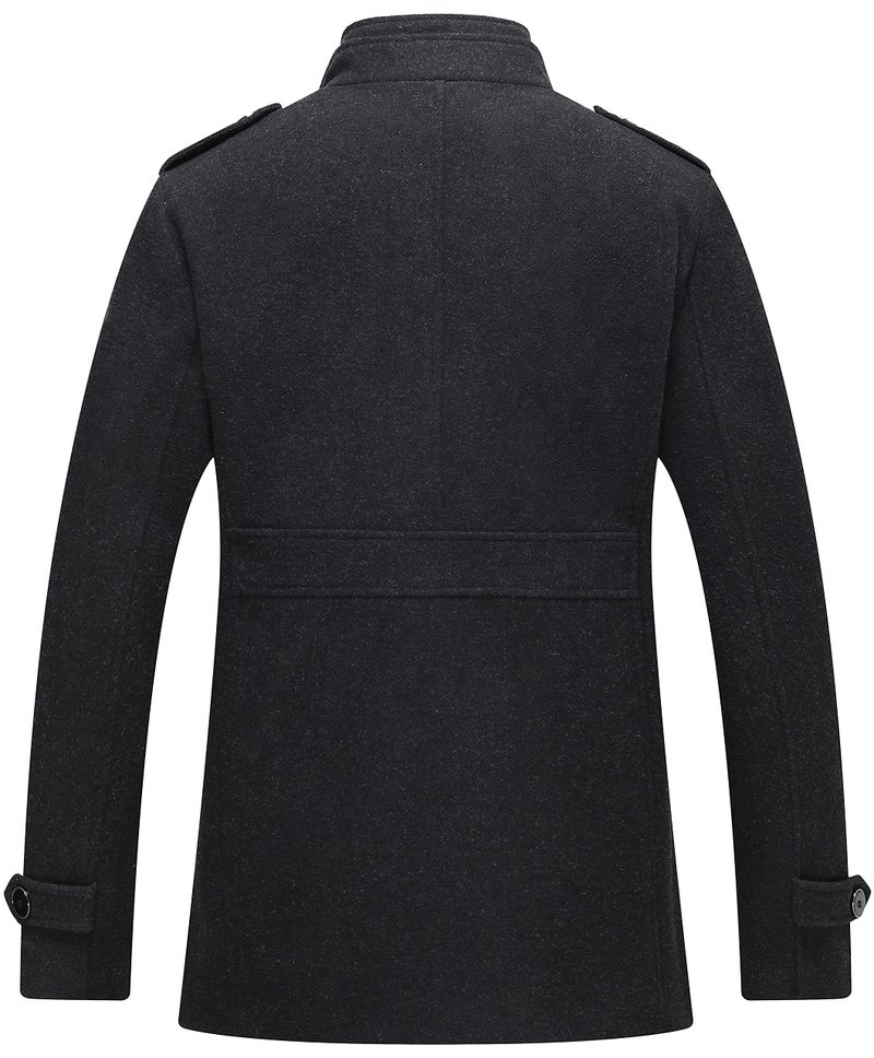 wantdo Men's Peacoat Business Casual Wool Jacket Overcoat Black L - Image 2
